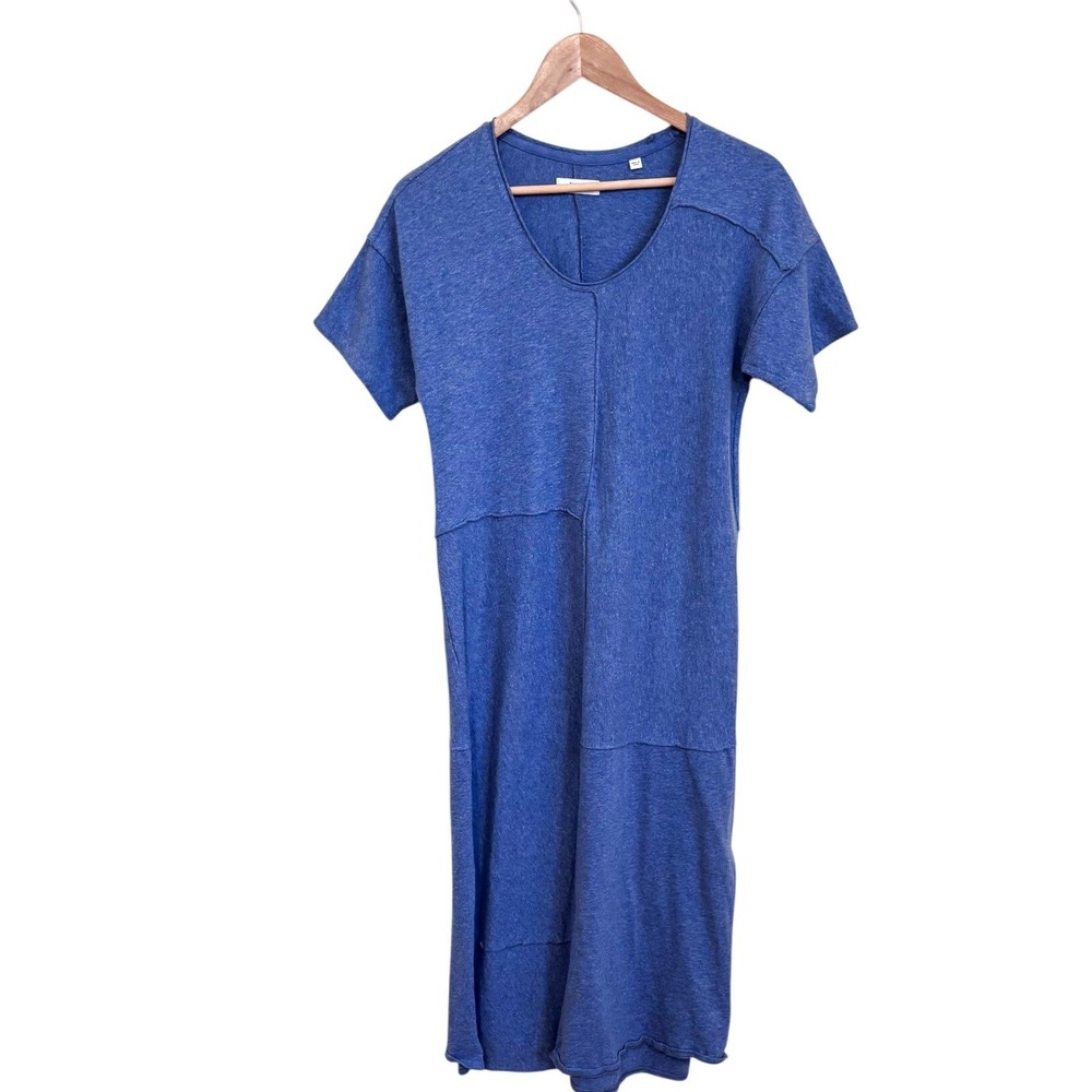 Billy Reid Organic Cotton T-Shirt Midi Dress Size XS Cornflower Blue‎ Patchwork